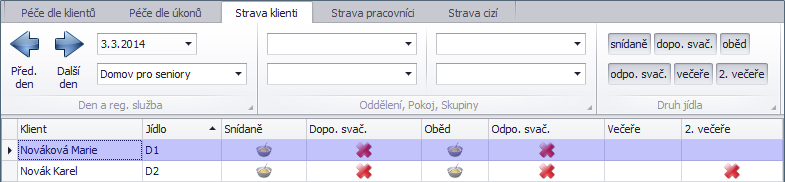 Rozhraní - strava klienti
