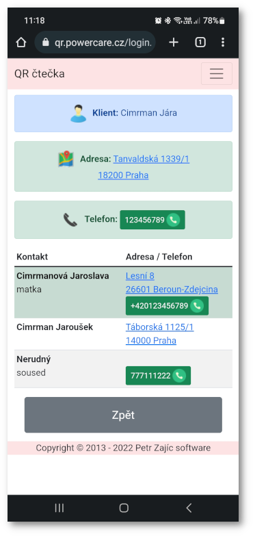 Kontakty klienta