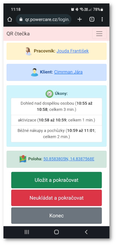 Příklad zpracování QR kódu.
