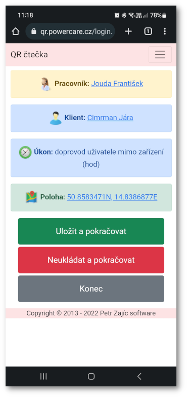 Zpracování QR kódu.